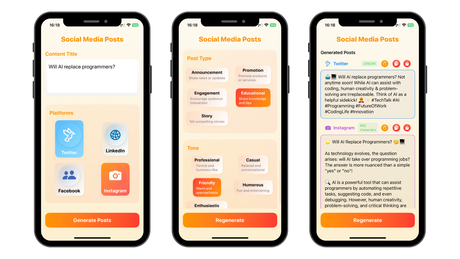 AI Social Media Posts screenshots