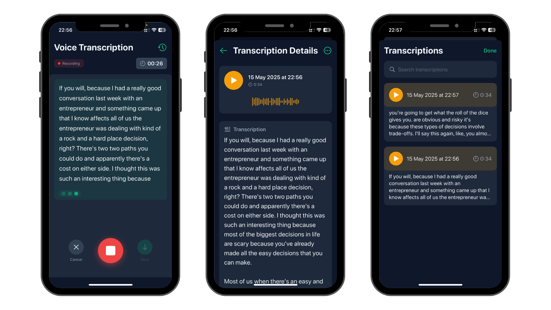 AI Voice Transcription screenshots